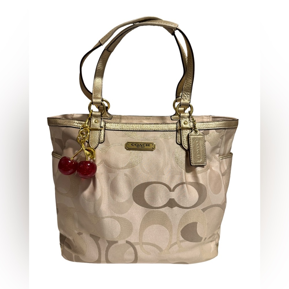 Coach Metallic Gold and Cream Tote